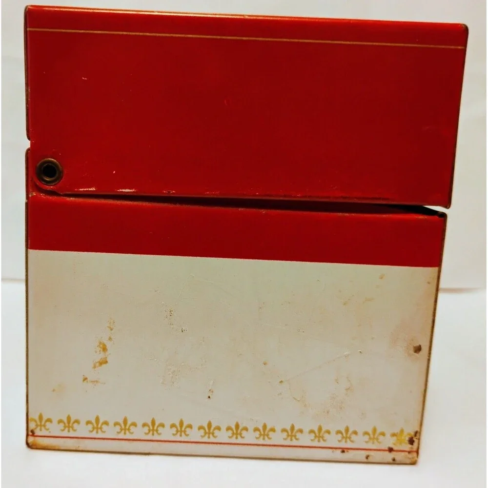 Vintage Campbell's Soup Recipe Box Metal Tin storage With Recipe Cards Vtg